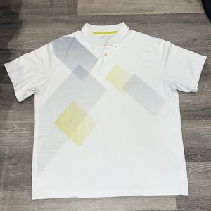 Nike Golf Collar Short Sleeve Shirt White Pattern Dri-Fit XXL